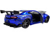 2016 Chevrolet Camaro Widebody Candy Blue Gray Metallic Hood American Flag Graphics Bigtime Muscle Series 1/24 Diecast Model Car Jada 32993
