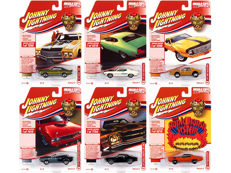 Muscle Cars USA 2021 Set B of 6 Cars Release 2 Class of 1971 1/64 Diecast Model Cars Johnny Lightning JLMC026 B