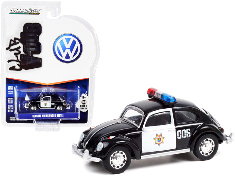 Classic Volkswagen Beetle Black White Veracruz Police Mexico Club Vee V-Dub Series 13 1/64 Diecast Model Car Greenlight 36030 E
