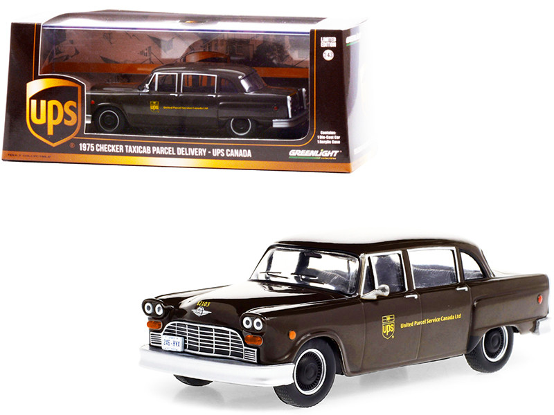 1975 Checker Taxicab Parcel Delivery Brown UPS United Parcel Service Canada Ltd 1/43 Diecast Model Car Greenlight 86196