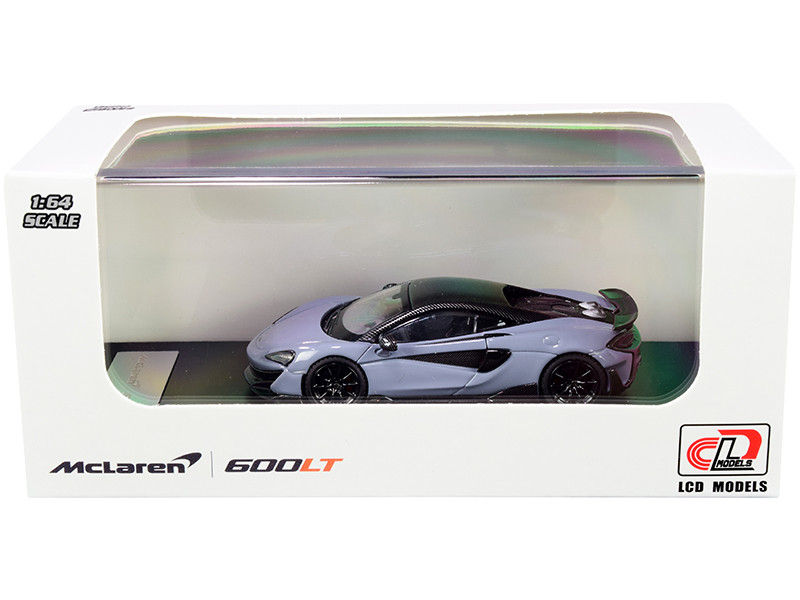 McLaren 600LT Gray with Carbon Top and Carbon Accents 1/64 Diecast Model Car by LCD Models