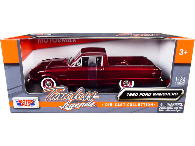 1960 Ford Ranchero Pickup Burgundy Metallic 1/24 Diecast Model Car Motormax 79321
