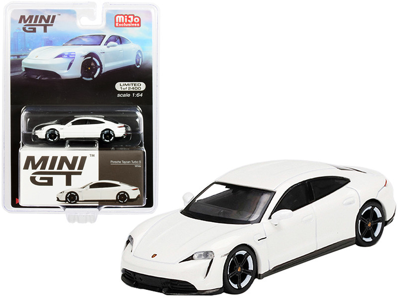Porsche Taycan Turbo S White Limited Edition 2400 pieces Worldwide 1/64 Diecast Model Car True Scale Miniatures MGT00218