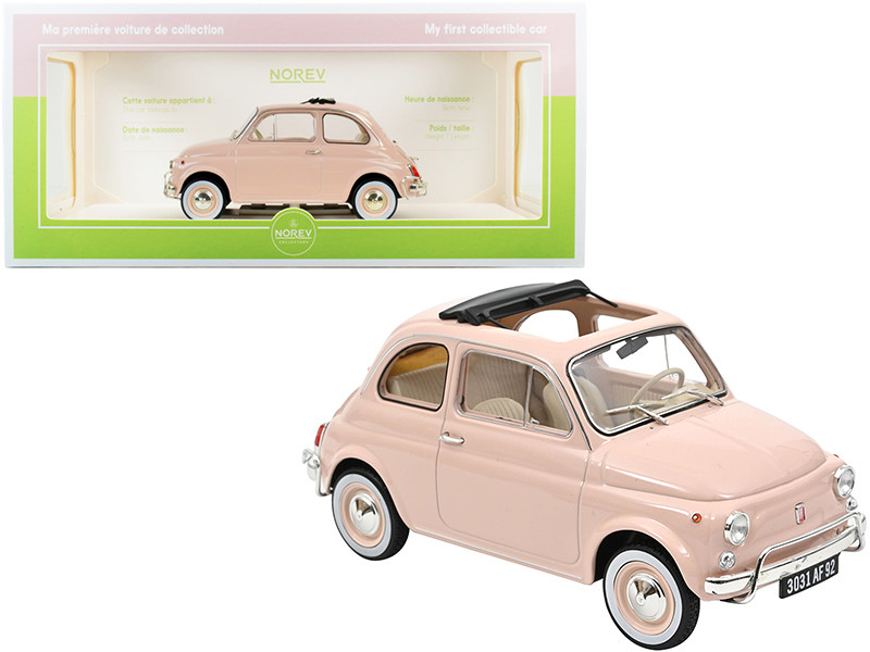 1968 Fiat 500L Pink Special BIRTH Packaging My First Collectible Car 1/18 Diecast Model Car Norev 187774