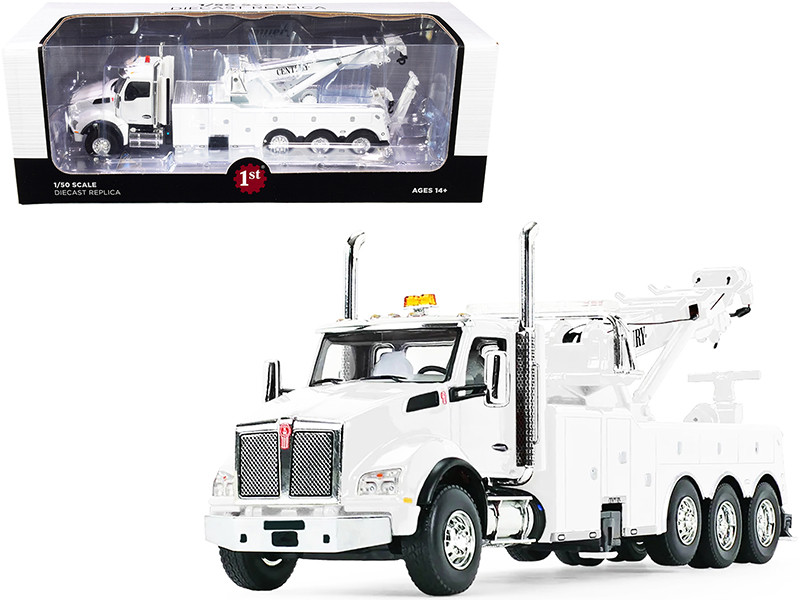 Kenworth T880 with Century Model 1060 Rotator Wrecker Tow Truck White 1/50 Diecast Model First Gear 50-3467