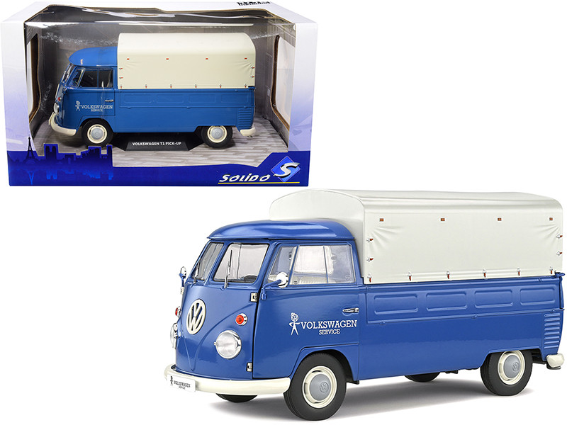 Volkswagen T1 Pickup Truck Blue with Canopy 