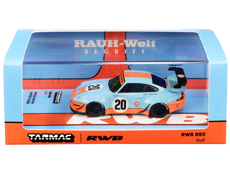 RWB 993 #20 Gulf Oil Light Blue Orange RAUH-Welt BEGRIFF Limited Edition 2500 pieces Worldwide 1/64 Diecast Model Car Tarmac Works T64-017-MIJO