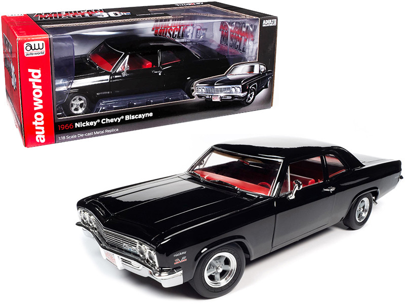 1966 Chevrolet Biscayne Nickey Coupe Tuxedo Black with Red Interior 