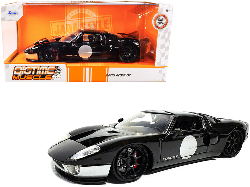 2005 Ford GT Black and Silver Bigtime Muscle Series 1/24 Diecast Model Car Jada 32705