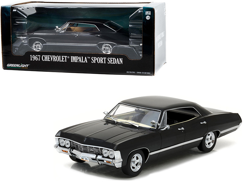 1967 Chevrolet Impala Sport Sedan Tuxedo Black 1/24 Diecast Model Car Greenlight 84035