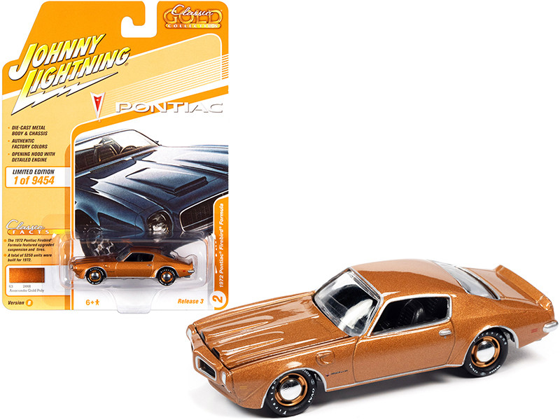 1972 Pontiac Firebird Formula Anaconda Gold Metallic Classic Gold Collection Series Limited Edition 9454 pieces Worldwide 1/64 Diecast Model Car Johnny Lightning JLCG026 JLSP164 B