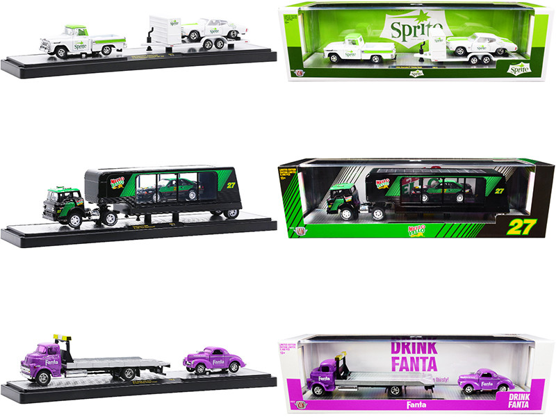 Auto Haulers 3 Sodas Set of 3 pieces Release 13 1/64 Diecast Models M2 Machines 56000-TW13