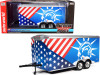 Four Wheel Enclosed Car Trailer Patriotic Graphics for 1/18 Scale Model Cars Auto World AMM1284