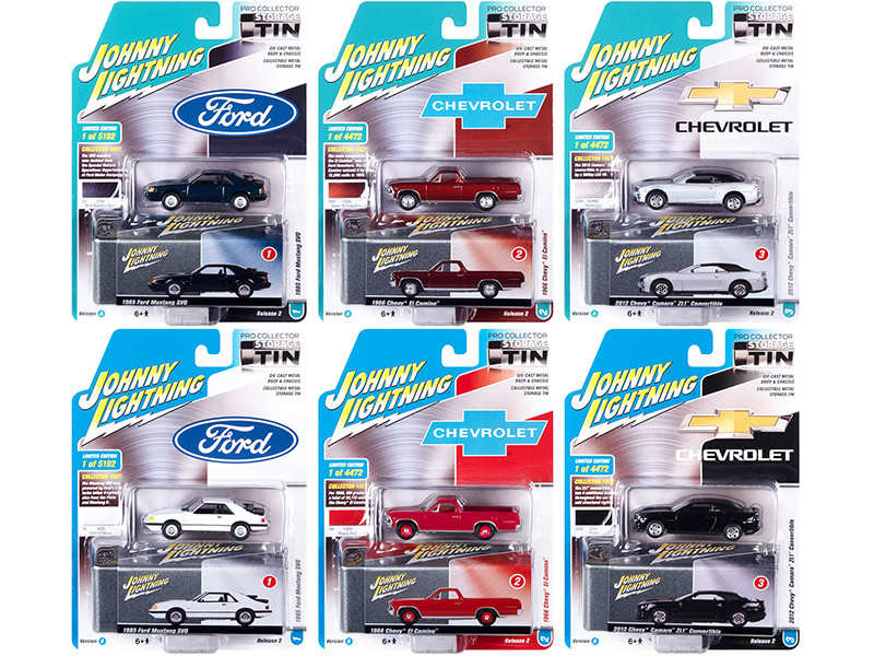 Johnny Lightning Collector's Tin 2021 Set of 6 Cars Release 2 1/64 Diecast Model Cars Johnny Lightning JLCT007