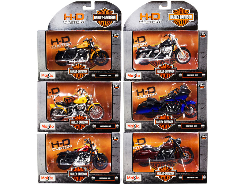 Harley-Davidson Motorcycles 6 piece Set Series 39 1/18 Diecast Models Maisto 31360-39