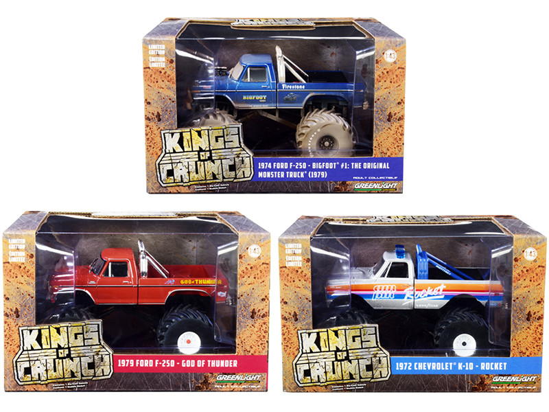 Kings of Crunch Set of 3 Monster Trucks Series 4 1/43 Diecast Model Cars Greenlight 88041 88042 88043