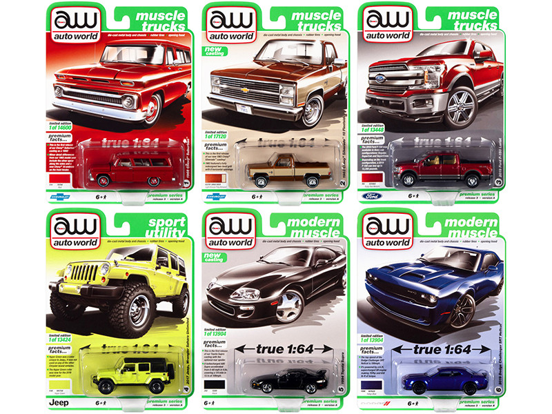 Autoworld Premium 2021 Set A of 6 pieces Release 3 1/64 Diecast Model Cars by Autoworld
