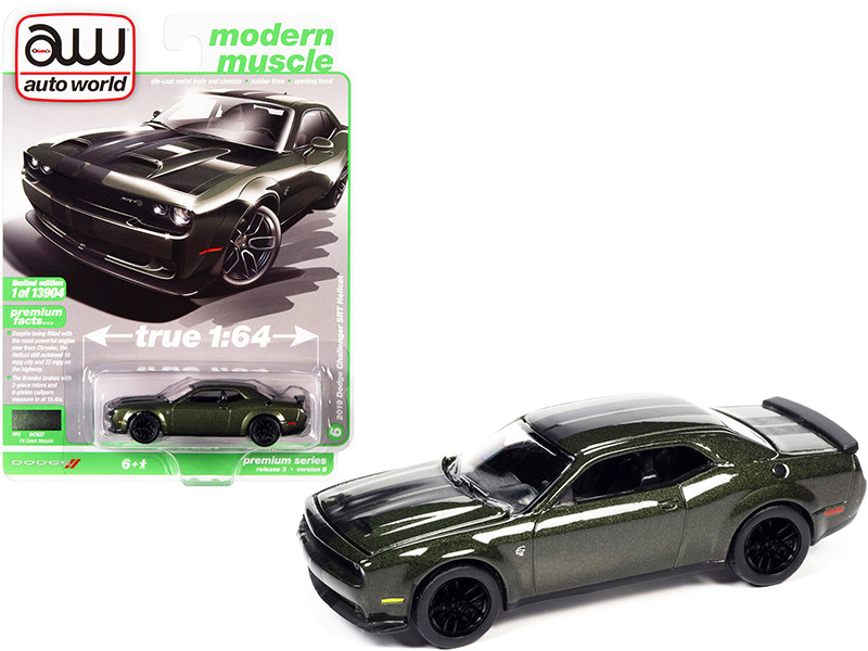 2019 Dodge Challenger SRT Hellcat F8 Green Metallic with Twin Black Stripes 