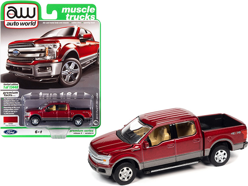 2019 Ford F-150 Lariat 4x4 Pickup Truck Ruby Red Metallic and Magnetic Gray 