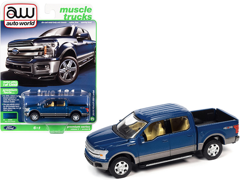 2019 Ford F-150 Lariat 4x4 Pickup Truck Blue Jeans Metallic and Magnetic Gray 