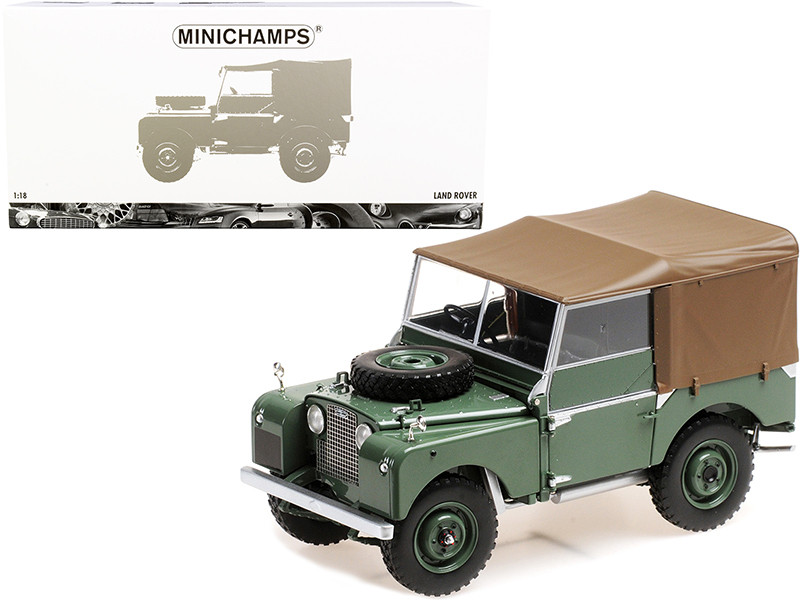 1949 Land Rover RHD Right Hand Drive Green Brown Canopy 1/18 Diecast Model Car Minichamps 150168912