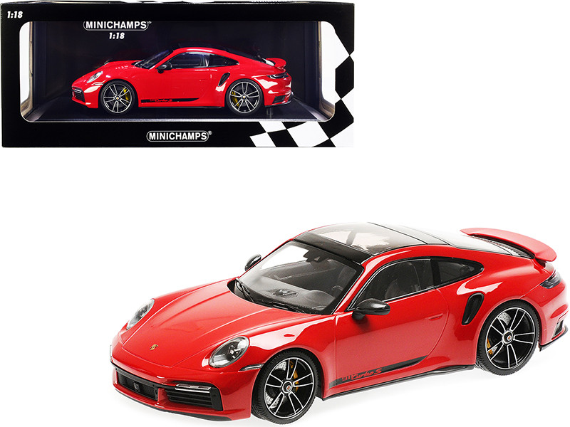 2020 Porsche 911 Turbo S Sunroof Red Black Top Limited Edition 302 pieces Worldwide 1/18 Diecast Model Car Minichamps 155069070