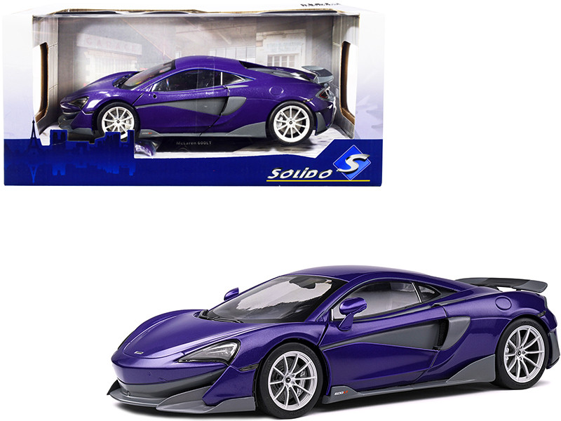 2018 McLaren 600LT Coupe Lantana Purple Metallic with Gray Accents 1/18 Diecast Model Car by Solido
