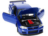 Nissan Skyline GT-R R34 RHD Right Hand Drive Blue Metallic NEX Models 1/24 Diecast Model Car Welly 24108