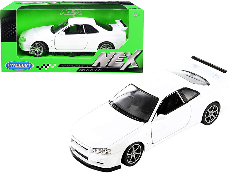 Nissan Skyline GT-R R34 RHD Right Hand Drive White NEX Models 1/24 Diecast Model Car Welly 24108