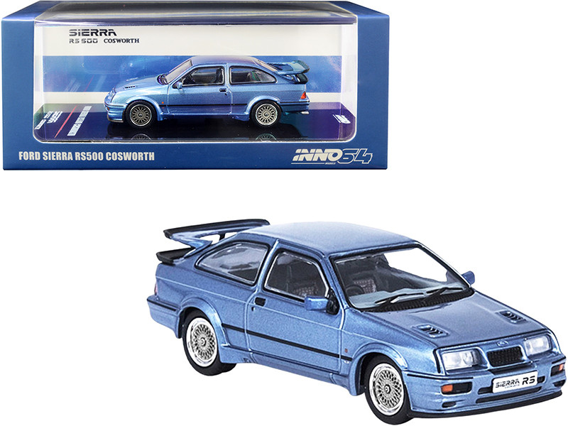 1986 Ford Sierra RS500 Cosworth RHD Right Hand Drive Moonstone Blue Metallic Extra Wheels 1/64 Diecast Model Car Inno Models IN64-RS500-MOBL