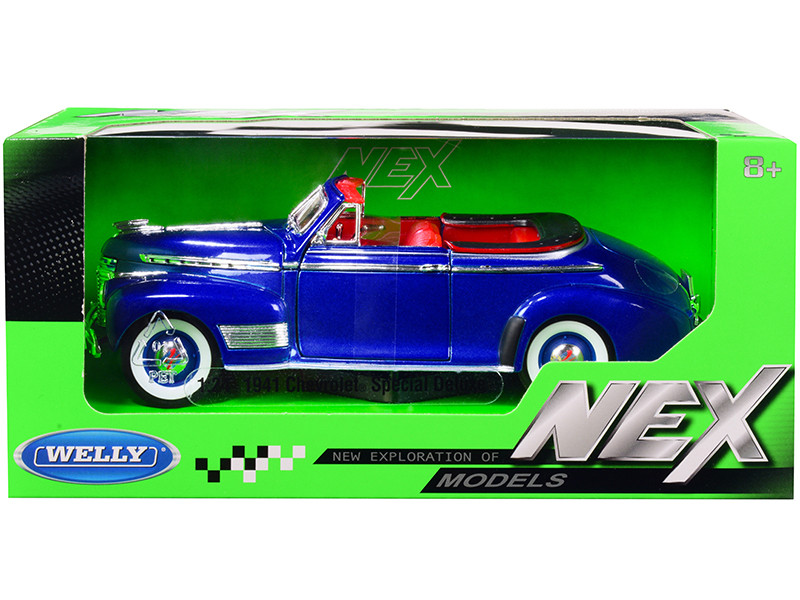 1941 Chevrolet Special Deluxe Convertible Blue 1/24 Diecast Car Model Welly 22411