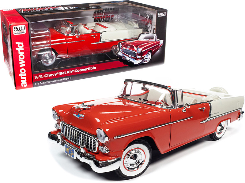 1955 Chevrolet Bel Air Convertible Gypsy Red and India Ivory White 