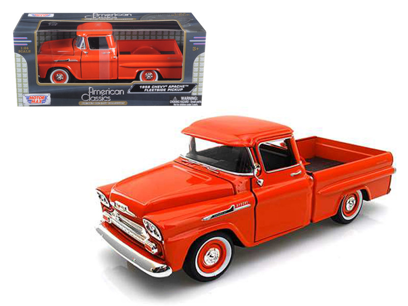 1958 Chevrolet Apache Fleetside Pickup Truck Cream Red 1 24 Car Motormax 79311 Contemporary Manufacture Toys Hobbies