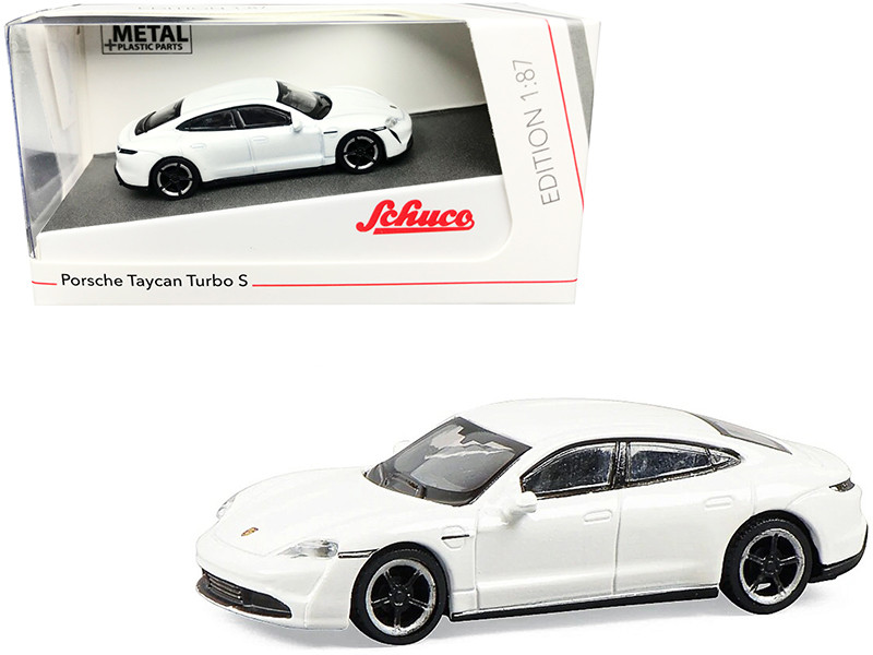 Porsche Taycan Turbo S White Metallic 1/87 HO Diecast Model Car Schuco 452655800