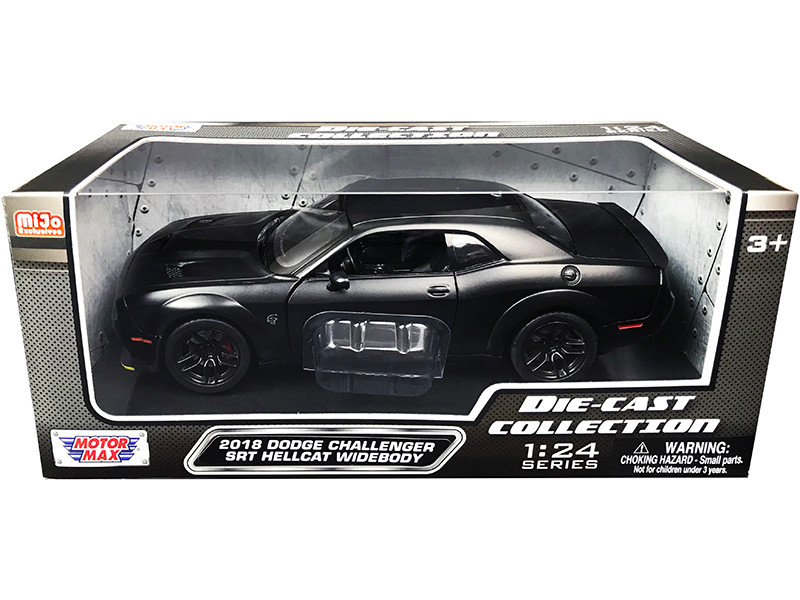 2018 Dodge Challenger SRT Hellcat Widebody Matt Black Die-Cast Collection Series 1/24 Diecast Model Car Motormax 79350