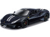 Ferrari 488 Pista Dark Blue Metallic Silver Stripes 1/24 Diecast Model Car Bburago 26026