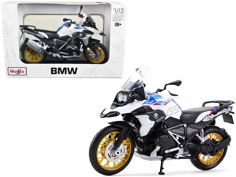 BMW R1250 GS White Blue Red Stripes 1/12 Diecast Motorcycle Model Maisto 31101-20100