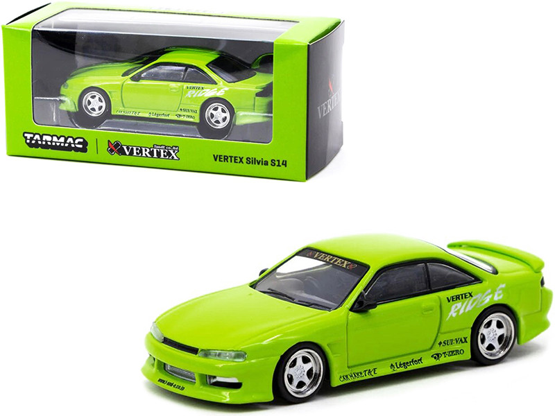 Vertex Silvia S14 Ridge RHD Right Hand Drive Light Green 1/64 Diecast Model Car Tarmac Works T64G-TL018-LG