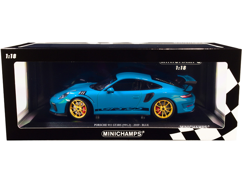 2019 Porsche 911 GT3RS 991.2 Blue Golden Magnesium Wheels Limited Edition 330 pieces Worldwide 1/18 Diecast Model Car Minichamps 155068222