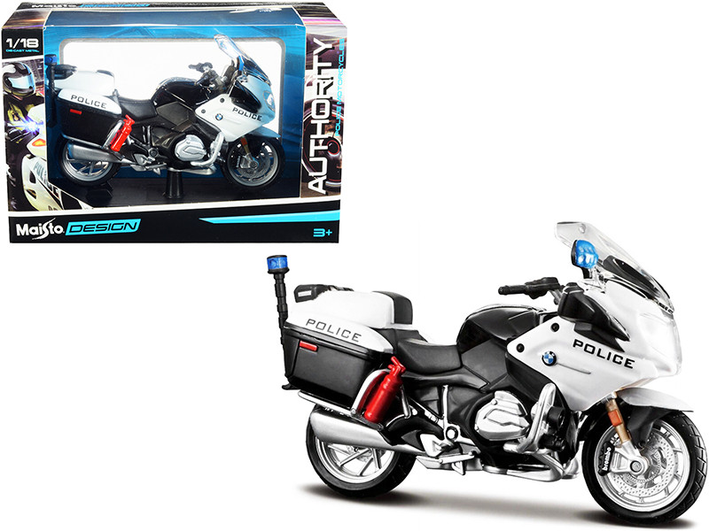 BMW R1200RT U.S. Police White Authority Police Motorcycles Series Plastic Display Stand 1/18 Diecast Motorcycle Model Maisto 32306