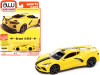 2020 Chevrolet Corvette C8 Stingray Accelerate Yellow Twin Black Stripes Sports Cars Limited Edition 15702 pieces Worldwide 1/64 Diecast Model Car Auto World 64332-AWSP084 B