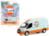 2019 Ford Transit LWB High Roof Van Gulf Oil Light Blue Orange Hobby Exclusive 1/64 Diecast Model Car Greenlight 30260