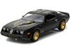 1980 Pontiac Firebird Trans Am T/A Turbo 4.9L Starlite Black Golden Eagle Hood and Stripes 1/24 Diecast Model Car Greenlight 84037