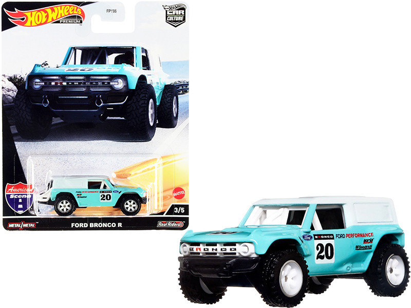 Ford Bronco R #20 Turquoise White Top American Scene Car Culture Series Diecast Model Car Hot Wheels HCK05