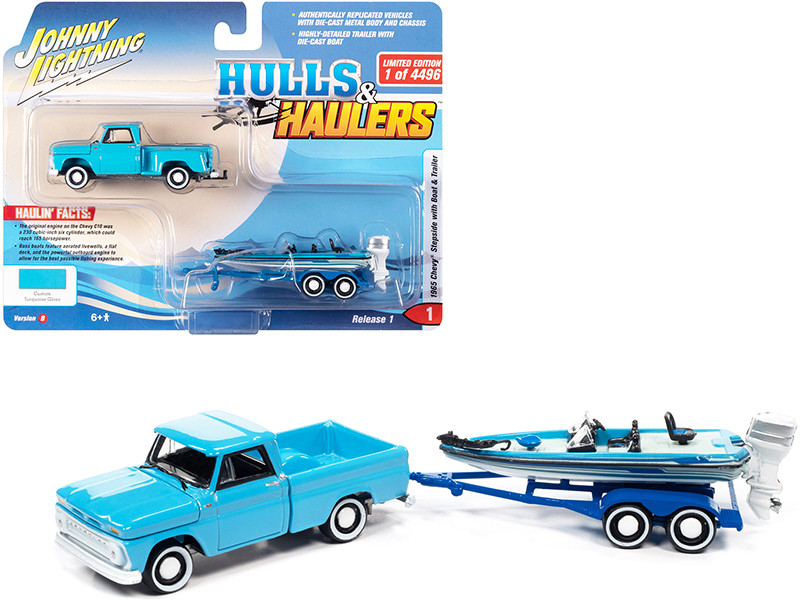 JOHNNY LIGHTNING PACK Hulls & Haulers 1965 Chevy Stepside Pickup & Boat