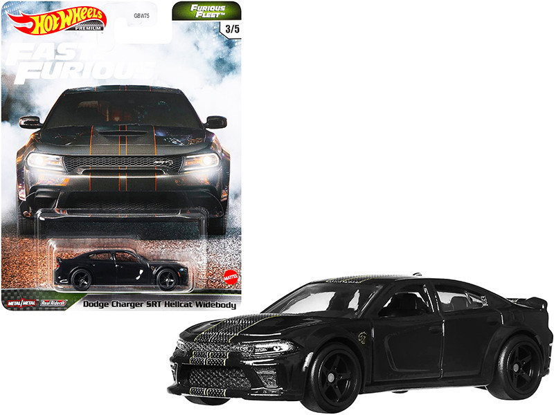 Dodge Charger SRT Hellcat Widebody Dark Gray with Stripes Fast & Furious Series Diecast Model Car Hot Wheels GRL82