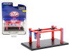 Adjustable Four-Post Lift STP Red and Blue Four-Post Lifts Series 2 1/64 Diecast Model Greenlight 16120 A