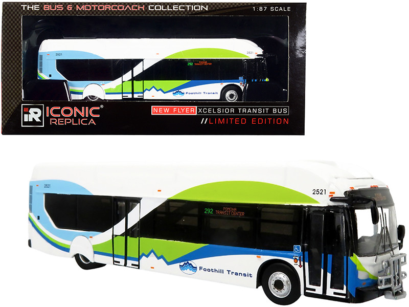 New Flyer Xcelsior XN-40 Aerodynamic Transit Bus #292 Foothill Transit Pomona Transit Center California The Bus & Motorcoach Collection 1/87 HO Diecast Model Iconic Replicas 87-0310