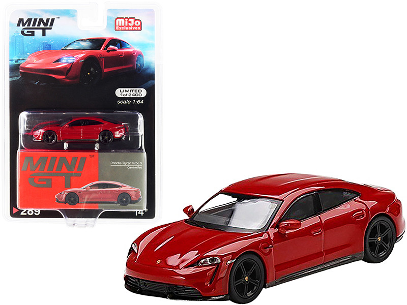 Porsche Taycan Turbo S Carmine Red Limited Edition 2400 pieces Worldwide 1/64 Diecast Model Car True Scale Miniatures MGT00289