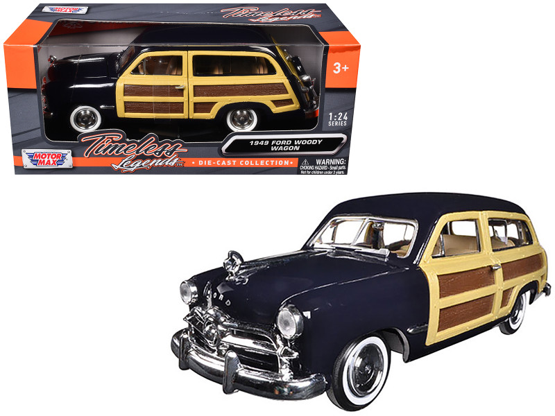 1949 Ford Woody Wagon Dark Blue 1/24 Diecast Model Car Motormax 73260